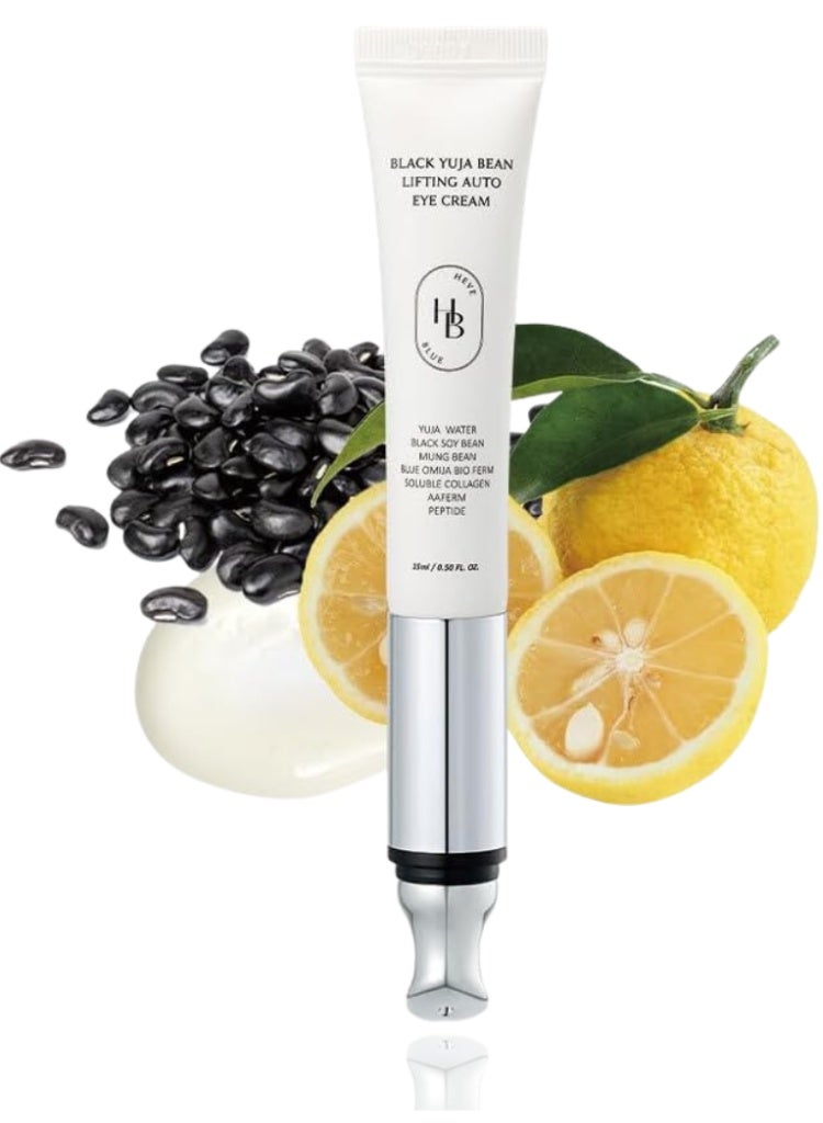 HEVEBLUE Black Yuja Bean Lifting Auto Eye Cream – Firming & Brightening Eye Cream for Wrinkles & Dark Circles - Image 1